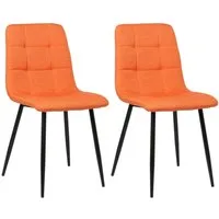 TPFLiving Esszimmerstuhl Till mit hochwertig gepolsterter Sitzfläche - Konferenzstuhl (Küchenstuhl - Esstischstuhl - Wohnzimmerstuhl - Polsterstuhl, 2 St), Gestell: Metall schwarz - Sitzfläche: Stoff Orange