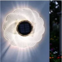 Spetebo LED Wandleuchte Solar Blume transparent - 18 cm, Solar betrieben, LED fest integriert, warm weiß, inklusive Erdspieß und Montagematerial