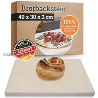 Feuerfest 123 GmbH Backstein Brotbackstein 40 x 30 x 2 cm Schamotte, (Brote wie vom Bäcker für zu Hause), Brotstein Lebensmittelecht Schamottstein