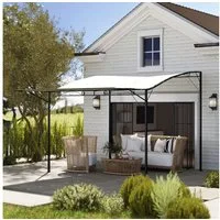 Outsunny Pavillon 3x2,5m, mit verstellbares Dach, Wandmontage, (Pergola Pavillon aus Stahl, wasserabweisend Sonnenschutz), freistehend, für Garten Balkon Cremeweiß