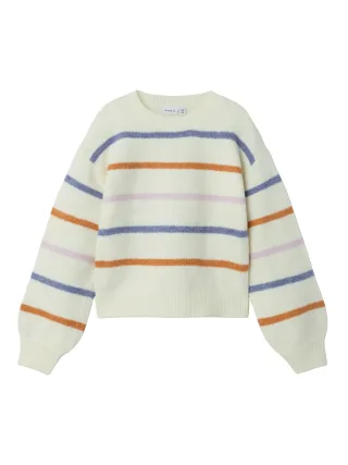 NAME IT - NKFOLENSKA LS KNIT BOX Cloud Dancer - Gr. - 140