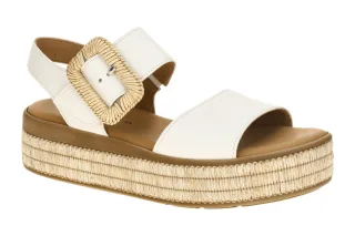 Gabor 84.562 Damen Sandalette Wei?-Latte Plateau Riemchen Klettverschluss