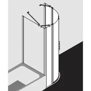 Kermi Liga Viertelkreis-Pendeltür mit Festfeldern LIP55090201AK 90x200cm, silber mattglanz, ESG klar, auf Duschwanne