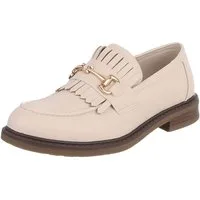 Ital-Design Damen Loafer mit Fransen und Schnalle Slipper (91742740) Blockabsatz Mokassins in Beige