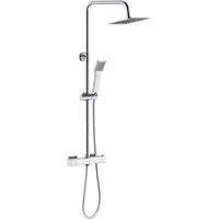 Aica Sanitär Duschsystem mit Thermostat Duscharmatur Regendusche Duschset Duschsäule Dusche, Set, Brauseschlauch mit Verdrehschutz
