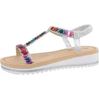 Ital-Design Damen Freizeit Riemchensandalette (86016924) Keilabsatz/Wedge Keilsandaletten in Silber