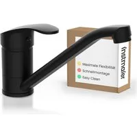 instmaier Spültischarmatur Vera Wasserhahn für Küche, Einhebelmischer Chrom Trendfarbe Schwarz Matt, Hochdruck