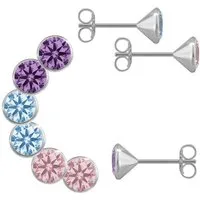 Firetti Ohrstecker-Set Multipack Schmuck Geschenk Silber 925 Ohrstecker Glitzer (Set, 6-tlg), mit Zirkonia (synth)