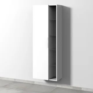 Sanipa 3way Stauraumschrank mit 1 Tür und offenen Fächern, Weiß-Soft UM18043