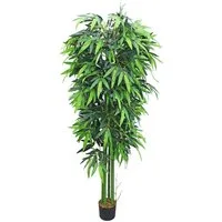 Kunstbambus Bambus Groß Kunstpflanze Künstliche Pflanze Kunstbaum Deko Baum 210 cm Bambus, Decovego, Höhe 210 cm
