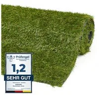 Andiamo Kunstrasen Rasenteppich Jever, Gesamthöhe 22 mm, rechteckig, natürliche Optik, mit Drainagefunktion, für Balkon, Terrasse & Garten