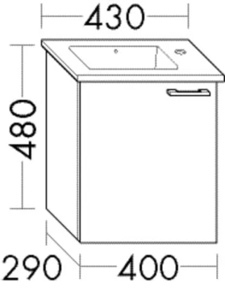 Burgbad Waschtischunterschrank zu Keramik-Waschtisch Sys30 PG3 Diago 480x400x290 Weiß Matt, WVMK040L WVMK040LF3351