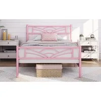 Yaheetech Bettgestell Metallbett, Bettrahmen mit Kopfteil, Doppel/Einzelbett 90x190/90x200/140x200cm