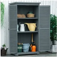 Outsunny Gerätehaus mit Lamellentüren, 3 Regale, Wetterbeständig, BxT: 87x46.5 cm, (Gartenschrank, 2 St., Geräteschuppen), Wasserfestes Dach und gute Belüftung