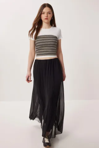 Hochtaillierte Maxiröcke aus Chiffon
