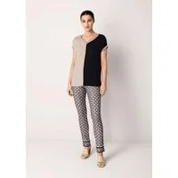 Alba Moda Print-Shirt Modernes Druckshirt mit Colorblocking Zweifarbiges Design und moderner V-Ausschnitt als Blickfang
