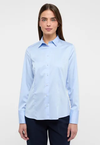ETERNA - Satin Shirt Bluse Satingewebe Langarm hellblau - Gr. - 40/Langarm