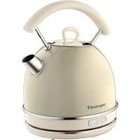 Vintage Wasserkocher Beige, rund beige, 2.000 Watt, 1,7 Liter