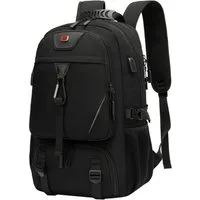 AURIVION Notebook-Rucksack Rucksack Laptoprucksack Rucksack Schulrucksack Wasserbeständig mit USB (Set, 1-tlg., insgesamt 9 Taschen, ermüdungsfreies Tragen), 60 Liter, 2 reflektierende Streifen), mit separates Schuhfach