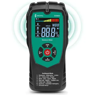 ERICKHILL EWM04 Wood Moisture Meter Non-Invasive Measurement with Humidity Alert Four Testing Modes Wide Measuring Range