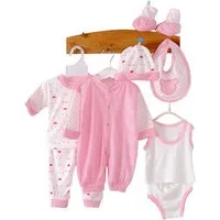 Gluckids Neugeborenen-Geschenkset Unisex Baby täglich Casual Outfits Babykleidung Frühling & Herbst Sets (8-tlg) Neugeborene Erstausstattungspaket Cartoon-Druck Baby-Freizeitanzug