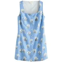 Next Minikleid Mini-Etuikleid mit Knopfleiste, eckiger Ausschnitt (1-tlg)