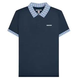 Lambretta - Poloshirt für Herren, Gingham Kragen, Groß und Hoch (Schwarz)