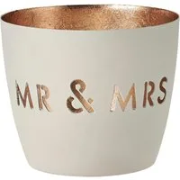 Giftcompany Windlicht Madras Windlicht M Mr & Mrs weiß/gold 8,5cm