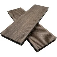 Floordirekt Terrassendielen WPC Komplettset Terrassendielen 2 m² Komplettset Crown 220cm Holzoptik, 22 mm Stärke, beidseitig nutzbar inkl Unterkonstruktion