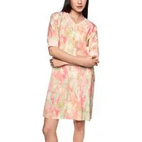 Marc Cain Midikleid Mindful Moving Premium Damenmode mit Print, Sommerkleid, V-Ausschnitt, locker geschnitten