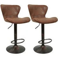 JEOBEST Barhocker Küchenstühle Barstuhl Retro Bistrohocker Höhenverstellbar (2er Set), Ergonomischer Stuhl mit Rückenlehne, Fußstütze, aus Metall