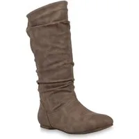 VAN HILL 820241 Schlupfstiefel Damen Schlupfstiefel Warm Gefütterte Stiefel Leder-Optik