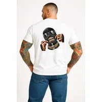 Banco T-Shirt Herren Smile Goldkette Totenkopf -Streetwear Rundhals Kurzarm Sommer Hochwertiger Print, auffälliges Motiv für individuelle Looks