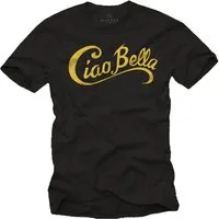 MAKAYA Print-Shirt Herren Italienischer Spruch Ciao Bella Coole Mode Italien Style Logo
