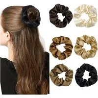 LuxusKollektion Haargummi 6er Set Seiden Haargummis Scrunchies Satin in 6 Farben, Damen Premium