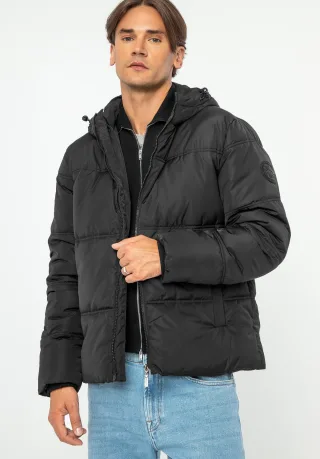 Wittchen Herren-Steppjacke mit Monogramm, schwarzes Polyester