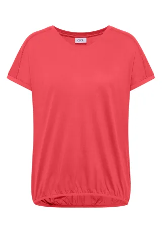 CECIL - T-Shirt mit V-Neck und Spitzendetail coral - Gr. - M