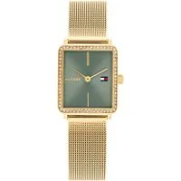 Tommy Hilfiger Quarzuhr TEA TANK 1782791, Armbanduhr, Damenuhr, Edelstahlarmband, analog, Glassteine
