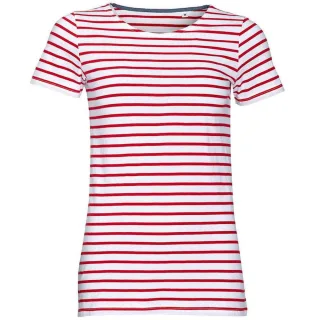 SOLS - "Miles" T-Shirt Rundhalsausschnitt für Damen (Weiß/Rot)