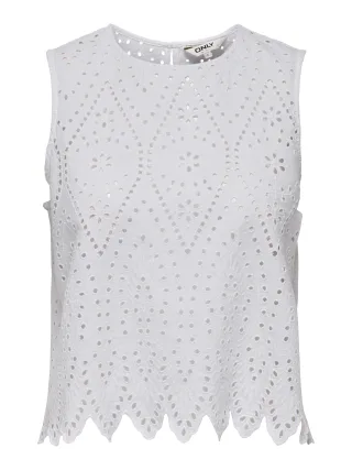 ONLY - ONLTULUM SL EMB TOP NOOS WVN Bright White - Gr. - XL