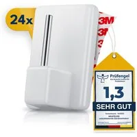 NEUFELD Gardinenhaken Selbstklebend Weiß mit 3M Klebefläche I 24 Stück I Ohne Bohren, Dekoration, Scheibengardinen, Vorhänge, Vitragestangen, (Set, 24 selbstklebende Gardinenhaken), Selbstklebend 3M Klebefläche Ohne Bohren Extra starker Halt
