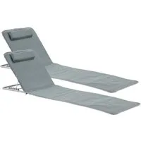 en.casa Gartenliege, Set, 2 St., »Cellorigo« Strandmatte mit verstellbarer Rückenlehne Dunkelgrau