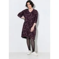 Ulla Popken Jerseykleid Jerseykleid Leomuster A-Linie V-Ausschnitt 3/4-Arm