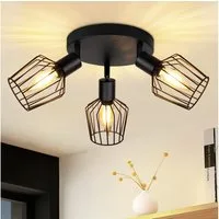 ZMH Deckenleuchte Wohnzimmer 3 Flamming - Rund Deckenspot für Flur Max.25W, Einfache Installation, ohne Leuchtmittel, Schwenbar 350° Rund Spotlight für Hotel