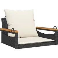 vidaXL Gartenbank Hängesessel mit Kissen Schwarz 63x62x40 cm Poly Rattan (1-St)
