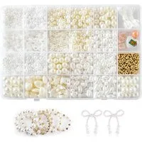 CLTYQ Ketten und Armband Set 3mm Perlen für Armbänder, Mini Perlenset Charm Kit, Armbänder Selber Machen Perlen zum Auffädeln, DIY armbänder