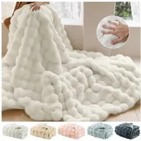 Überwurf Plüsch Kuscheldecke Flauschig Decke, Super Weiche Kuschelige, Sunicol, Kaninchen Kunstfell Warme Sofaüberwurf für Couch Bett Sofa