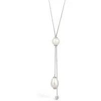 Elli Perlenkette Y-Halskette Synthetische Perle Kristalle Weiß 925 Sterling Silber