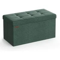 SONGMICS Sitzbank Sitzhocker mit Stauraum, klappbare, für Wohnzimmer Schlafzimmer Flur, 38 x 76 x 38 cm Fußbank, Aufbewahrungsbox, bis 300 kg belastbar