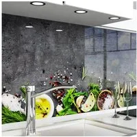 danario Küchenrückwand Folie selbstklebend, Glasoptik, Spritzschutz Küche, ablösbar - 0,8 mm